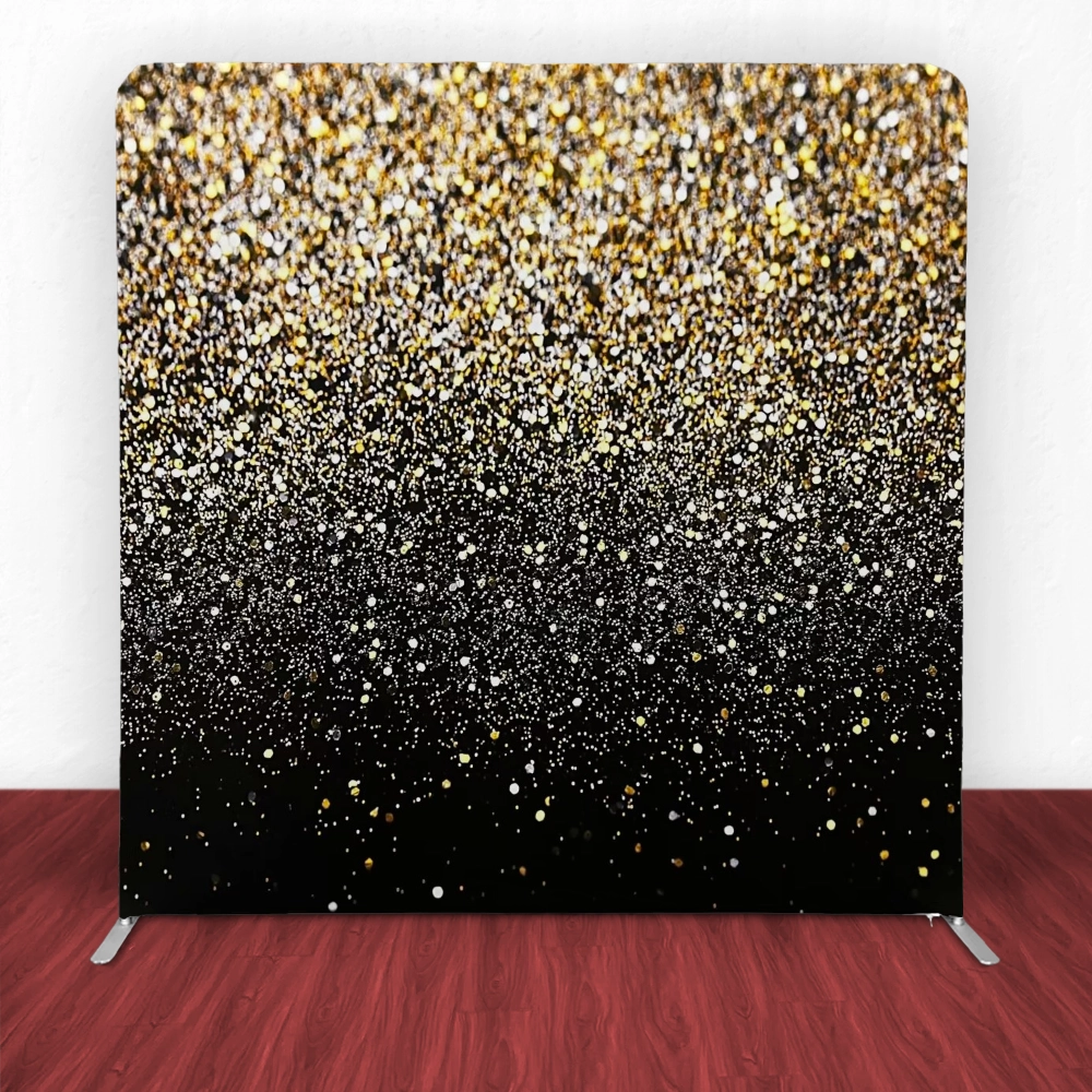 Black and Gold Glitter Gradient Tension Backdrop