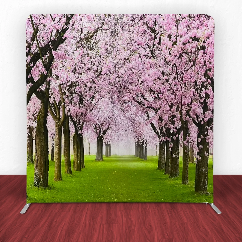 Blossoming Cherry Tree Lane Tension Backdrop