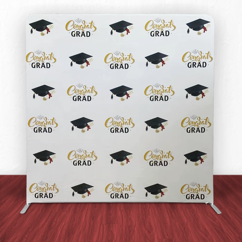 Congrats Grad Patterned Tension Backdrop