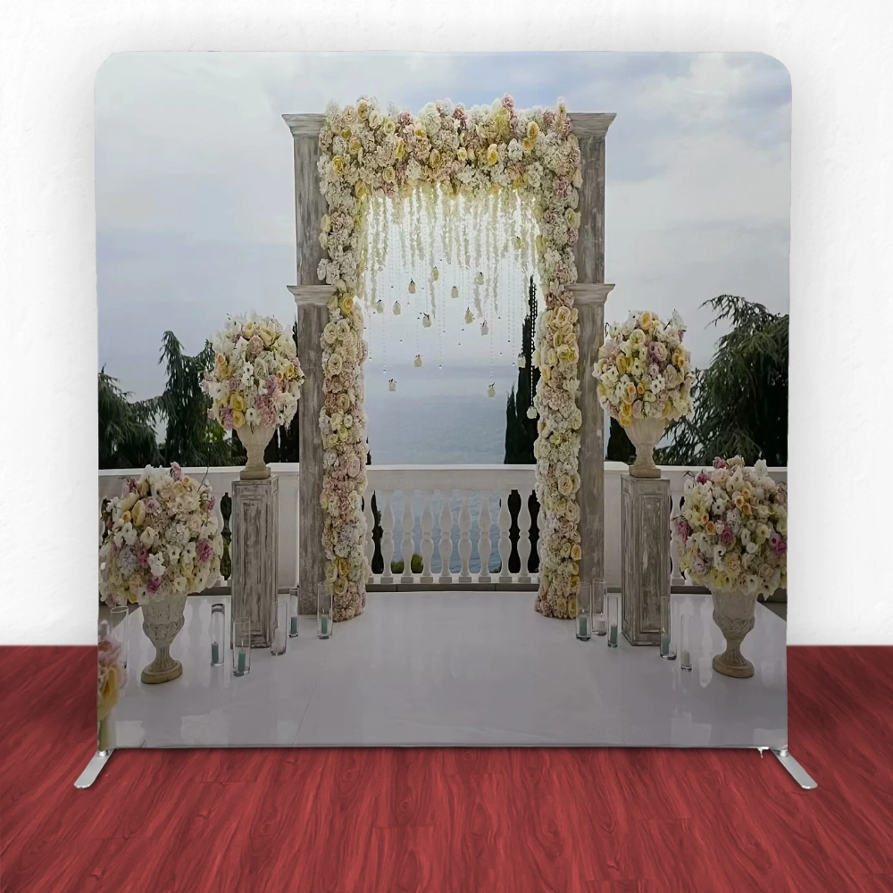 Elegant Floral Archway Tension Backdrop