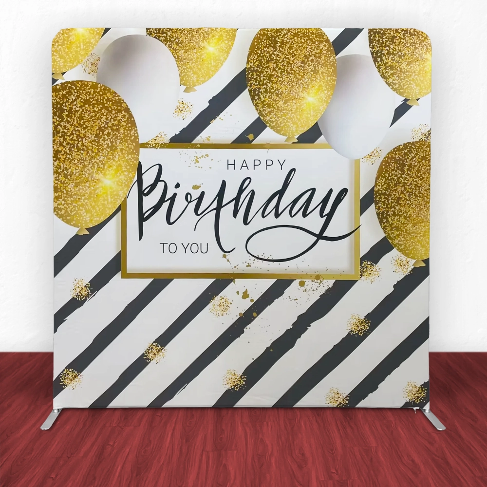 Golden Balloon Birthday Tension Backdrop