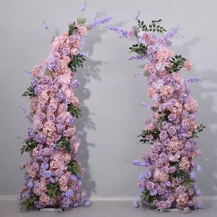 Dusty Pink and Lavender Arch Floral Pillars