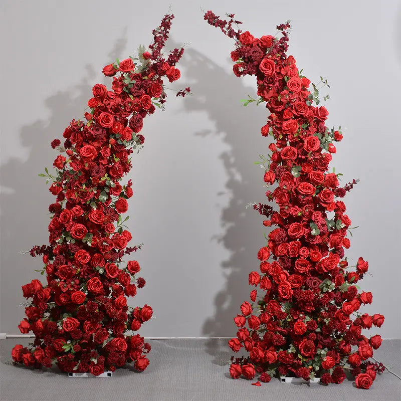 Bold Red Arch Floral Pillars