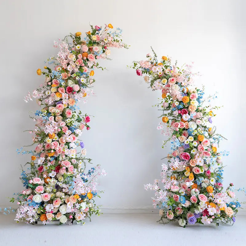 Colorful Wildflower Arch Floral Pillars