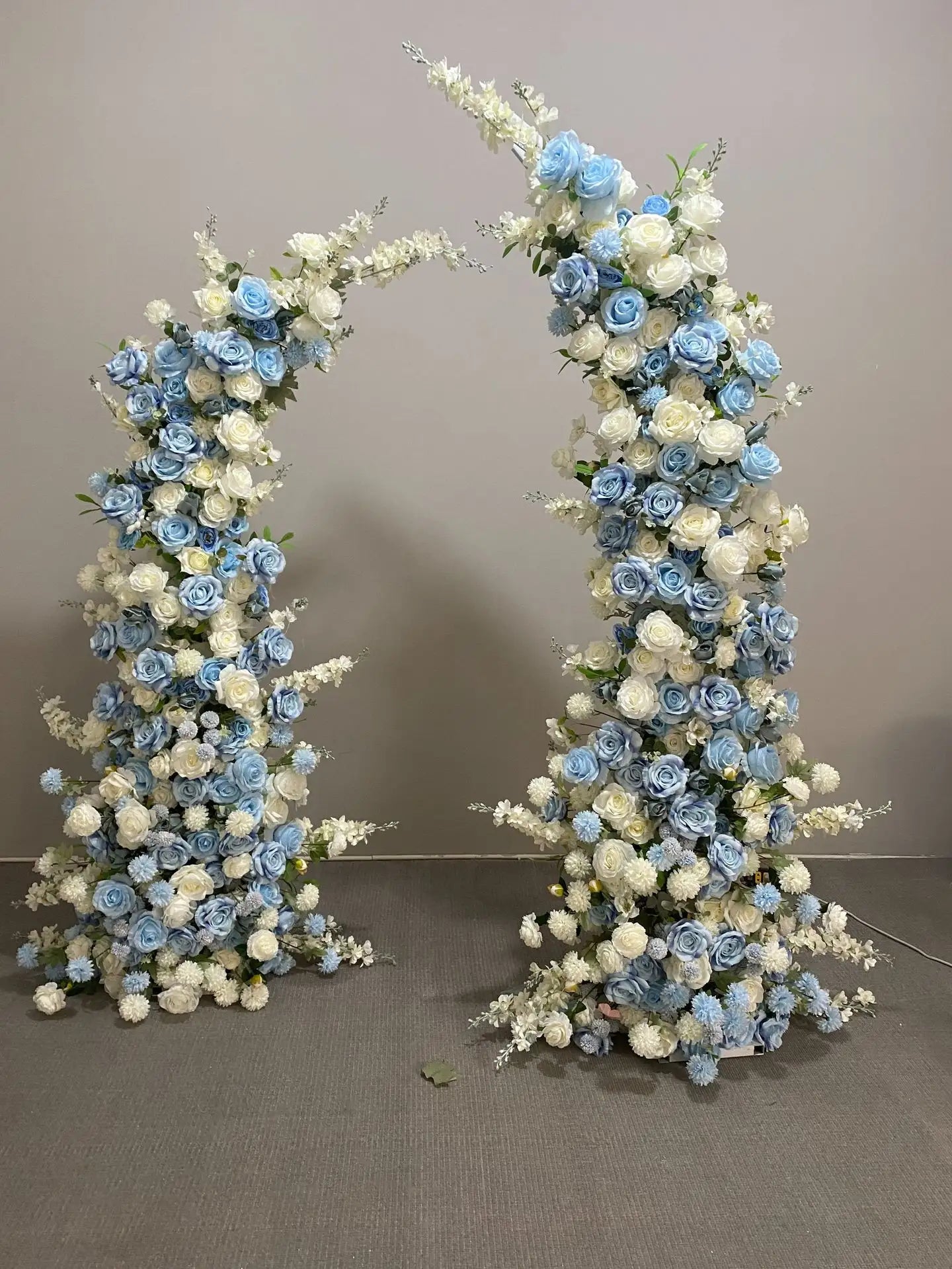 Baby Blue and White Arch Floral Pillars