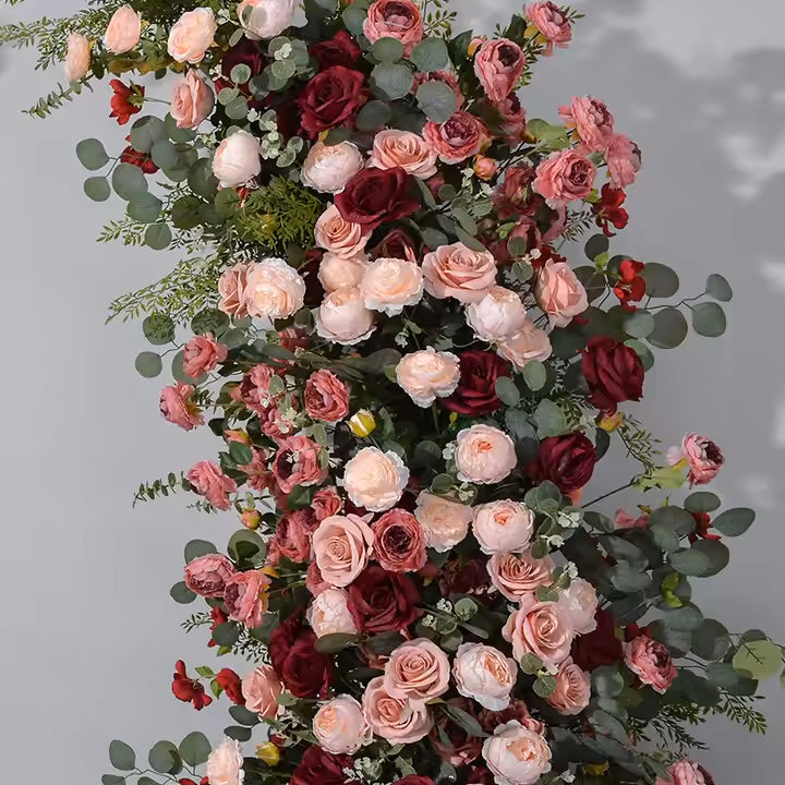 Blush Roses And Greenery Arch Floral Pillars