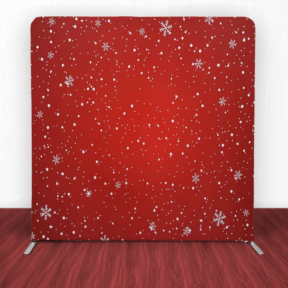 Holiday Crimson Snowfall Straight Backdrop