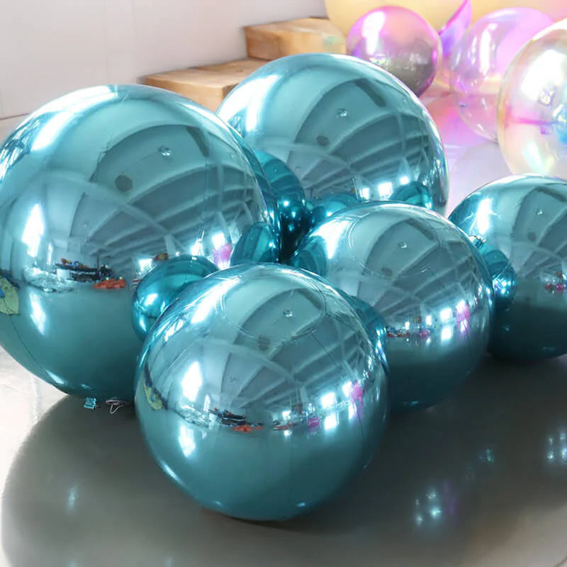 Teal Blue Reusable And Inflatable Mirror Balls