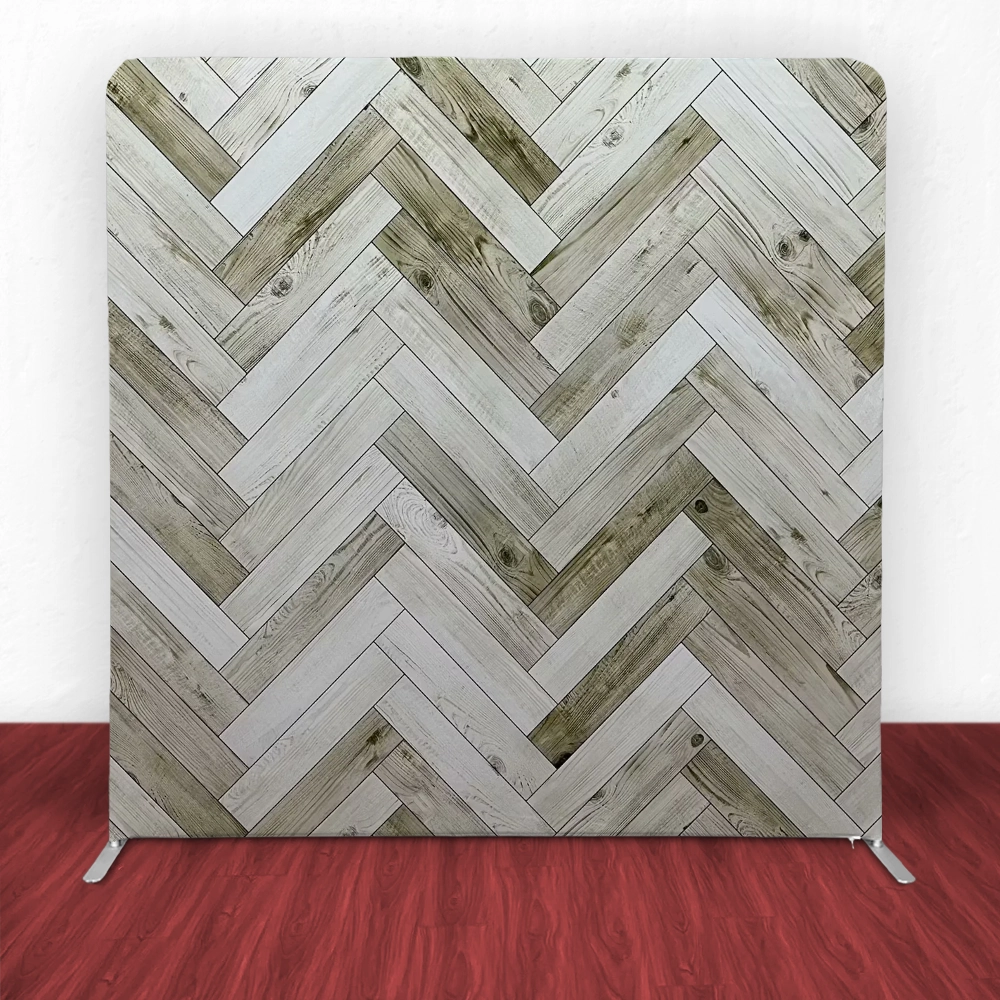 Rustic Chevron Planks Tension Backdrop