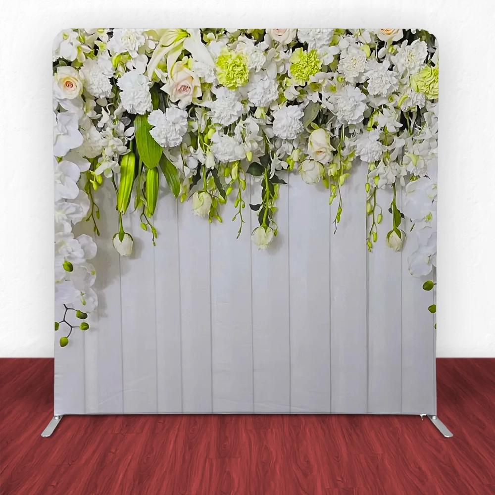 Rustic Floral Wedding Day Tension Backdrop