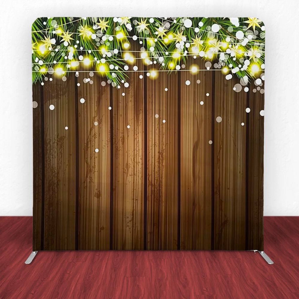 Rustic Holiday Lights Tension Backdrop