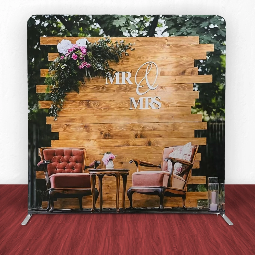 Rustic Mr & Mrs Tension Backdrop