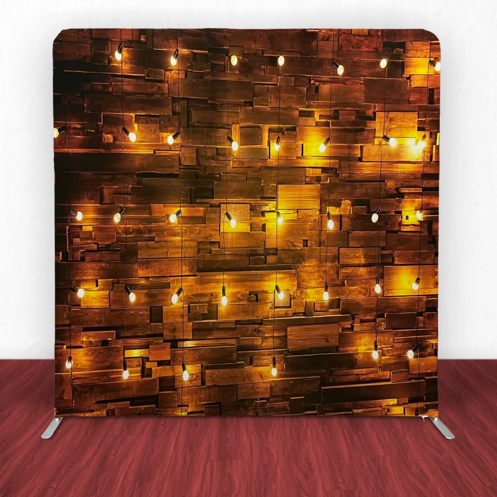 Rustic Wooden Lights Tension Backdrop