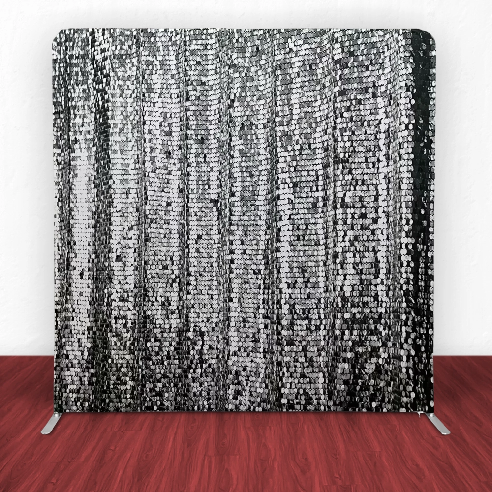 Silver Sequin Curtain Tension Backdrop