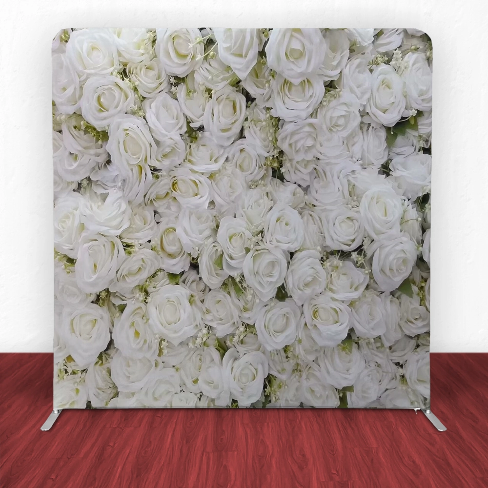 White Rose Floral Tension Backdrop