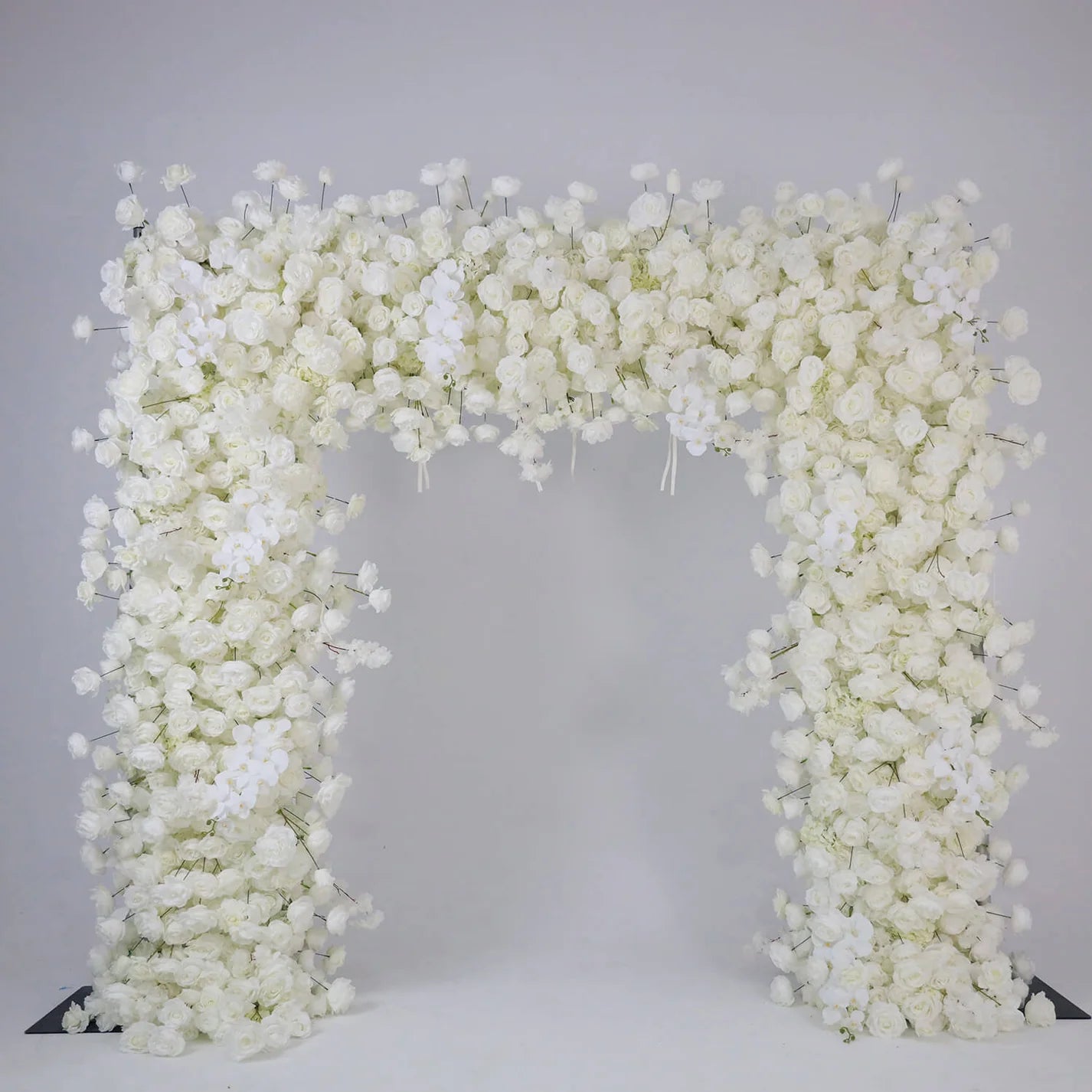 Elegant White Rose Wedding Arch Backdrop