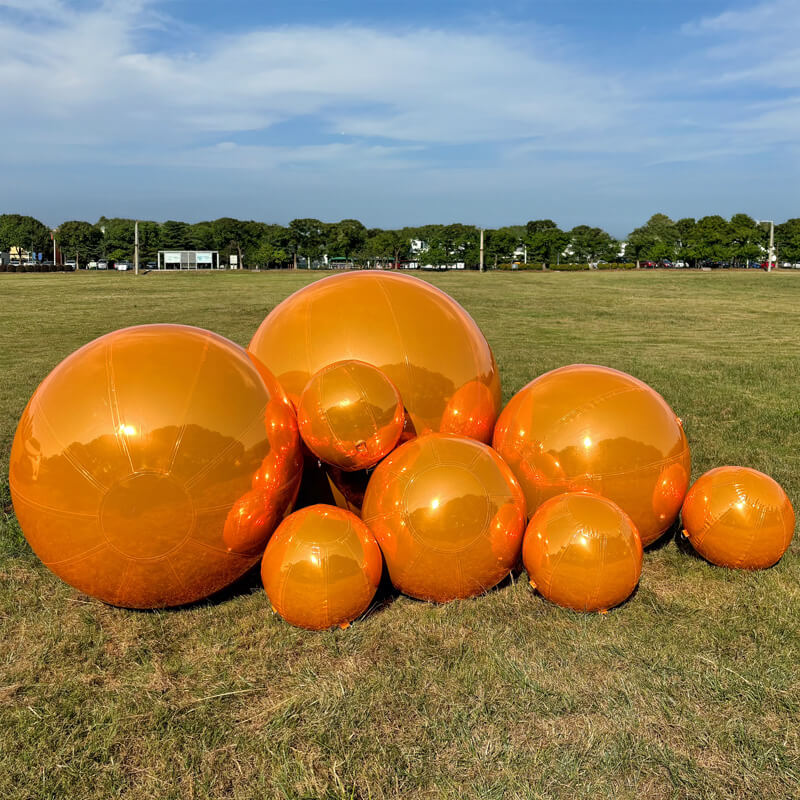 Orange Reusable And Inflatable Mirror Balls